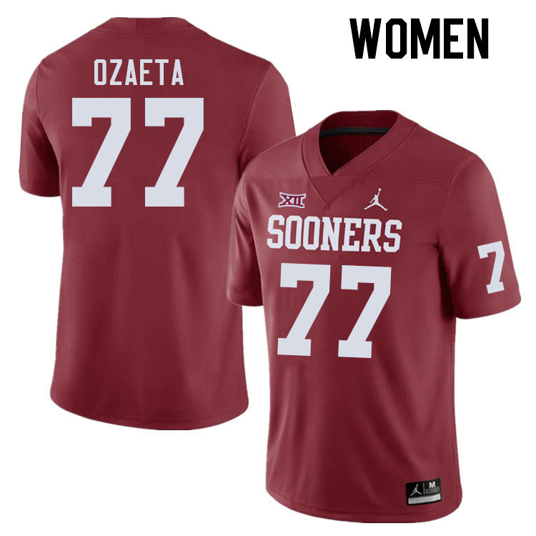 Women #77 Heath Ozaeta Oklahoma Sooners College Football Jerseys Stitched Sale-Crimson - Click Image to Close